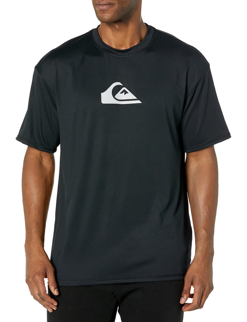 Quiksilver mens Solid Streak Short Sleeve Rashuguard Upf 50 Sun Protection Surf Rash Guard Shirt, Black, X-Large US - Image 1
